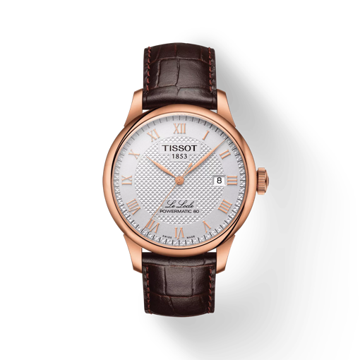 Front view of the watch Tissot Le Locle Powermatic 80 with shadow