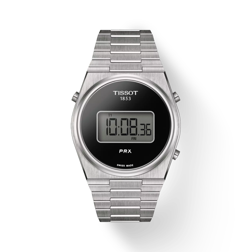 Front view of the watch Tissot PRX Digital with shadow