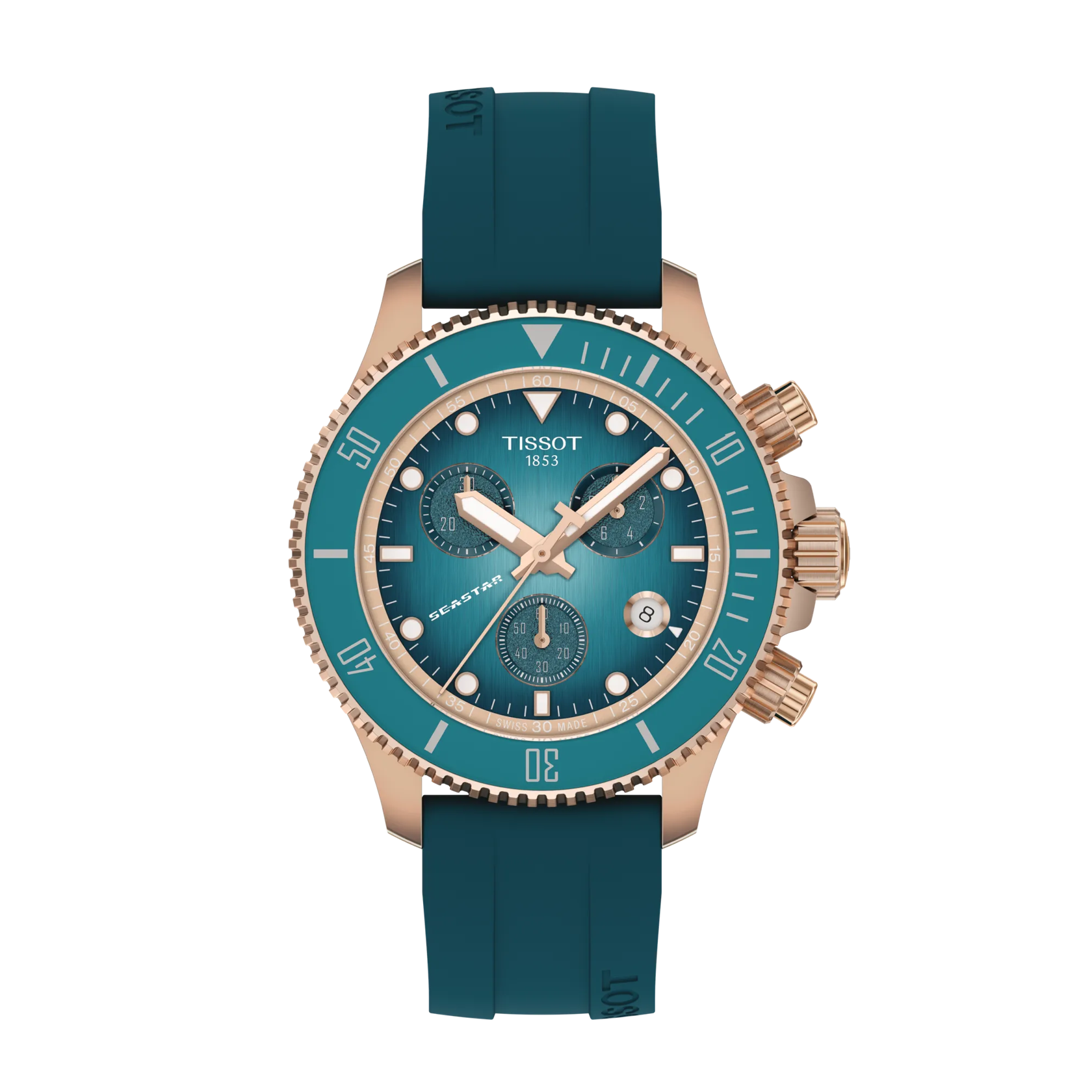 Front view of the watch Tissot Seastar 1000 Quartz Chronograph 38mm