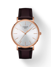 Front view of the watch Tissot Everytime 40mm with shadow