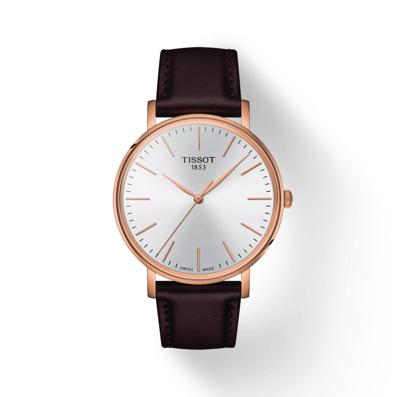 Front view of the watch Tissot Everytime 40mm with shadow