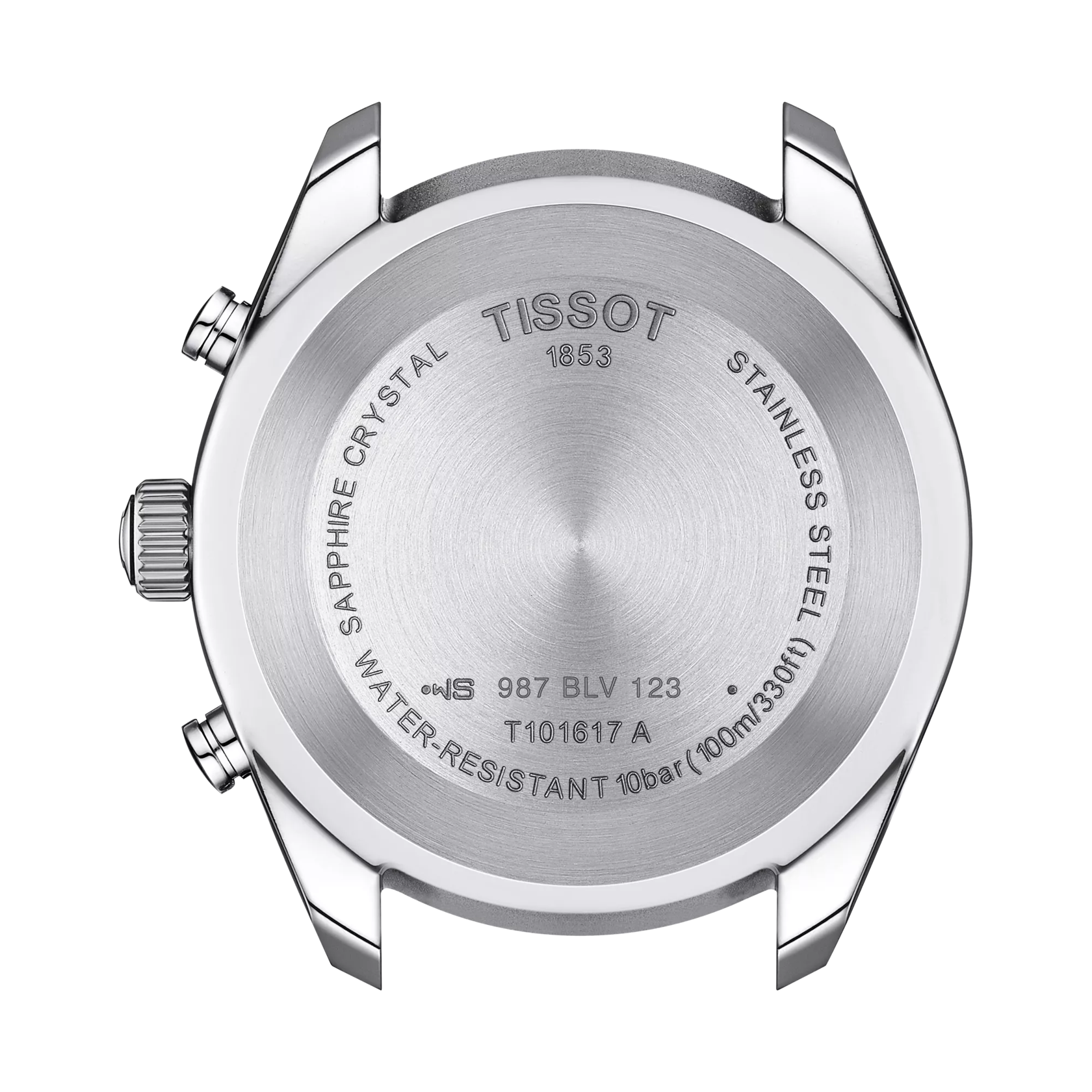 Back view of the watch case Tissot PR 100 Sport Gent Chronograph