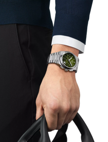 Simulation of the watch Tissot PRX Automatic Chronograph 42mm on a wrist