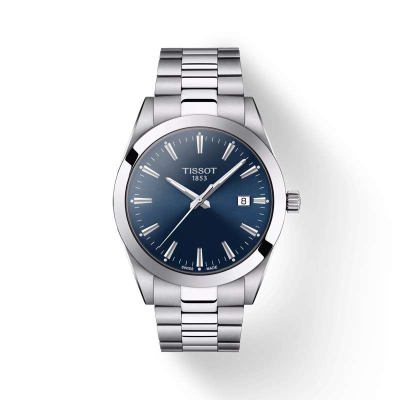 Front view of the watch Tissot Gentleman with shadow