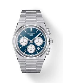 Front view of the watch Tissot PRX Automatic Chronograph 42mm with shadow