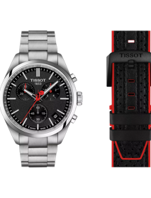 Front view of the watch Tissot PR 100 Vuelta with additional bracelet