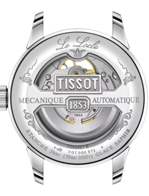 Back view of the watch case Tissot Le Locle Powermatic 80 Open Heart