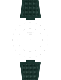 Focus on the lugs of Tissot Official PRX 40mm Dark Green Rubber Strap