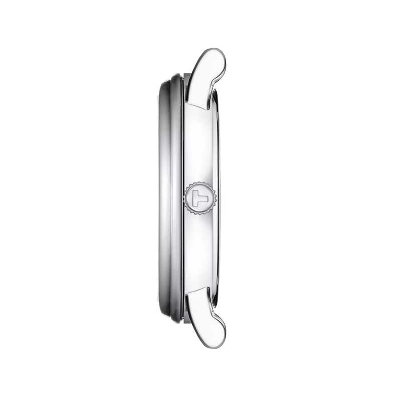 Profile view of the watch case Tissot Carson Premium Lady Moonphase