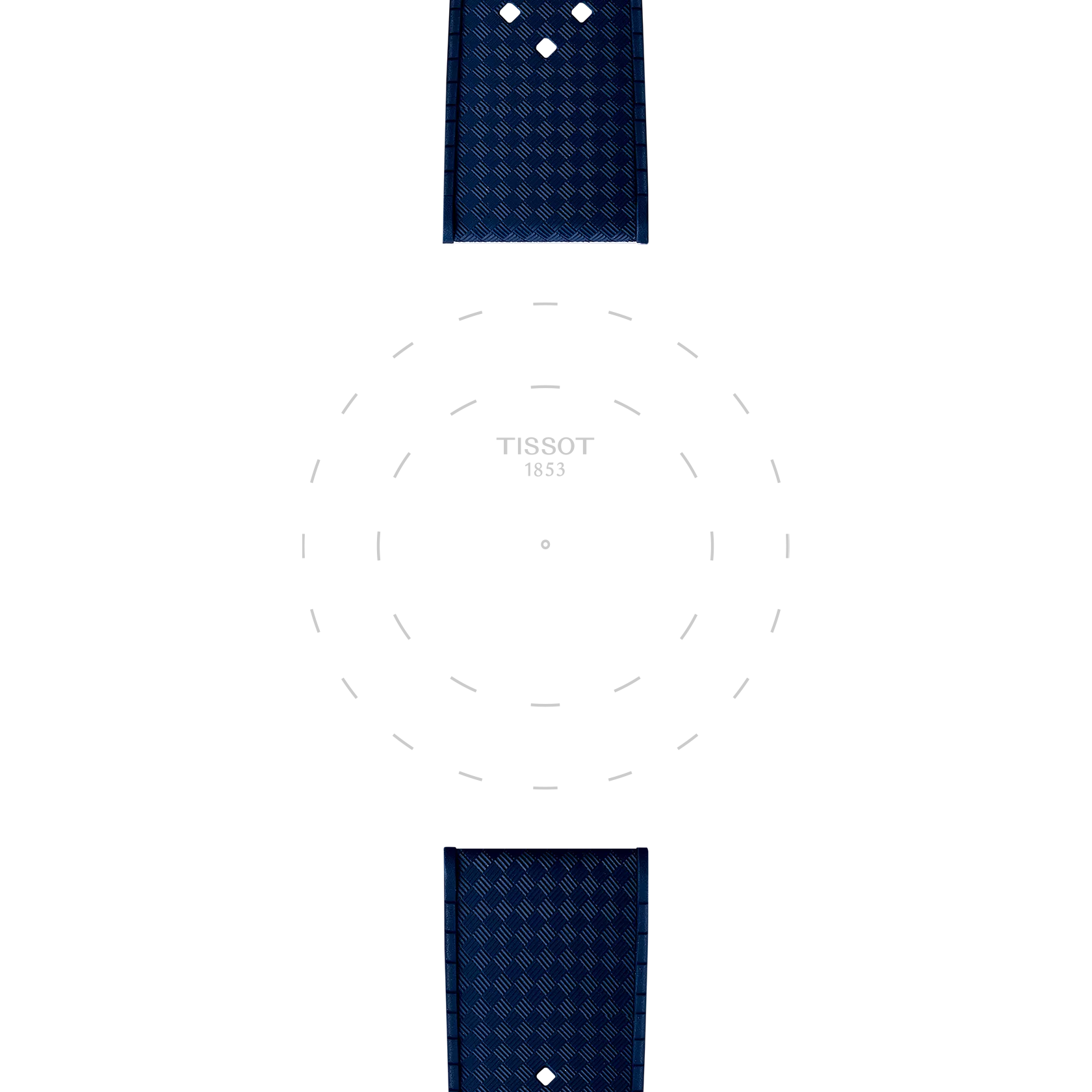 Focus on the lugs of Tissot Official Blue Rubber Strap 20mm
