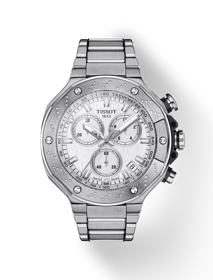 Front view of the watch Tissot T-Race Chronograph with shadow