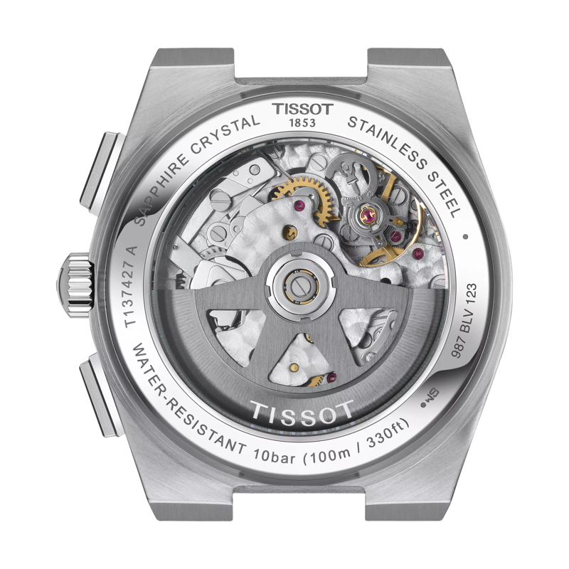 Back view of the watch case Tissot PRX Automatic Chronograph 42mm