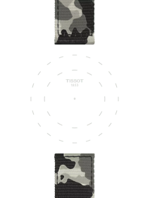 Focus on the lugs of Tissot αυθεντικό χακί συνθετικό υφασμάτινο λουράκι πτερύγια 22 mm