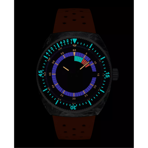 Front view of the watch Tissot Sideral S Powermatic 80 in night mode