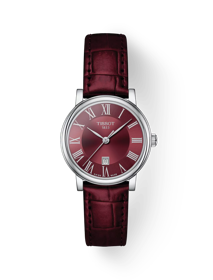 Vista frontal del reloj Tissot Carson Premium Lady con sombra