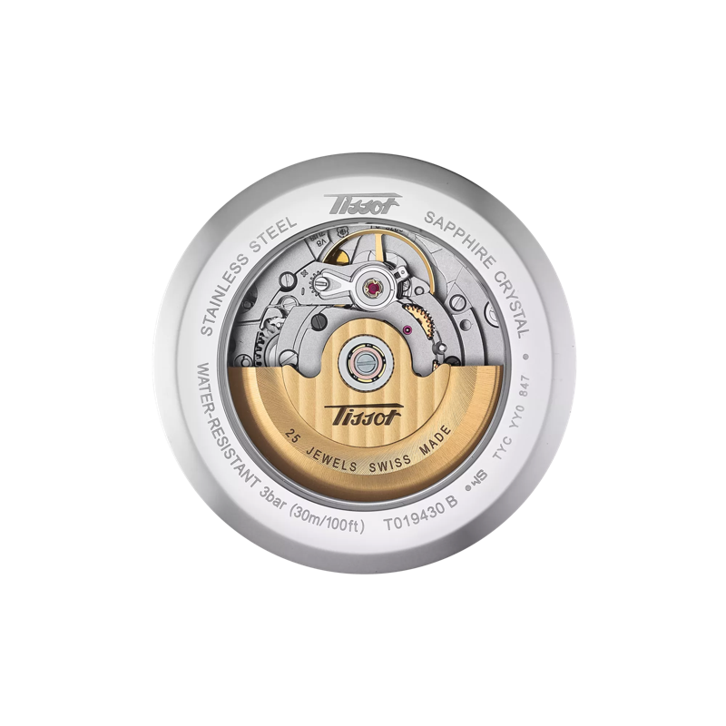 มุมมองด้านหลังของตัวเรือนนาฬิกา Tissot Heritage Visodate Automatic
