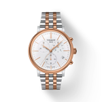 Vue de face de la montre Tissot Carson Premium Chronograph avec ombre