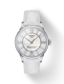 Vue de face de la montre Tissot Chemin des Tourelles Powermatic 80 Lady avec ombre