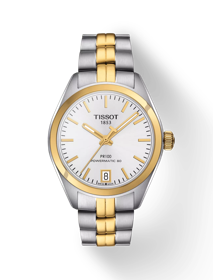 Front view of the watch Tissot PR 100 Powermatic 80 Lady with shadow