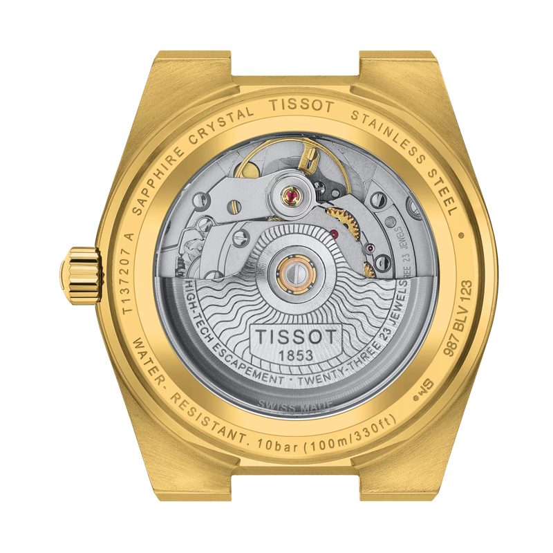 Back view of the watch case Tissot PRX 系列自動款35mm