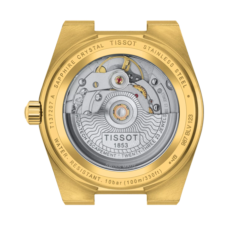 Back view of the watch case Tissot PRX 系列自動款35mm