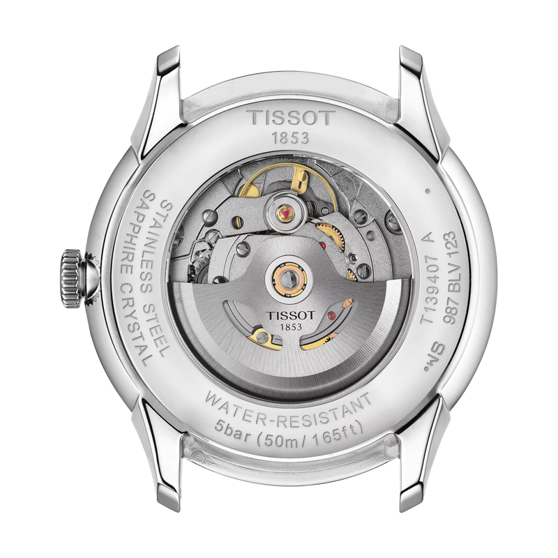 Back view of the watch case Tissot Chemin Des Tourelles Powermatic 80 42mm
