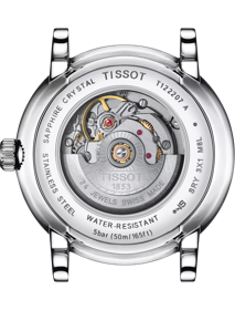 Back view of the watch case Tissot Carson Premium Automatic 30mm