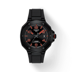 Front view of the watch Tissot T-Race Powermatic 80 with shadow