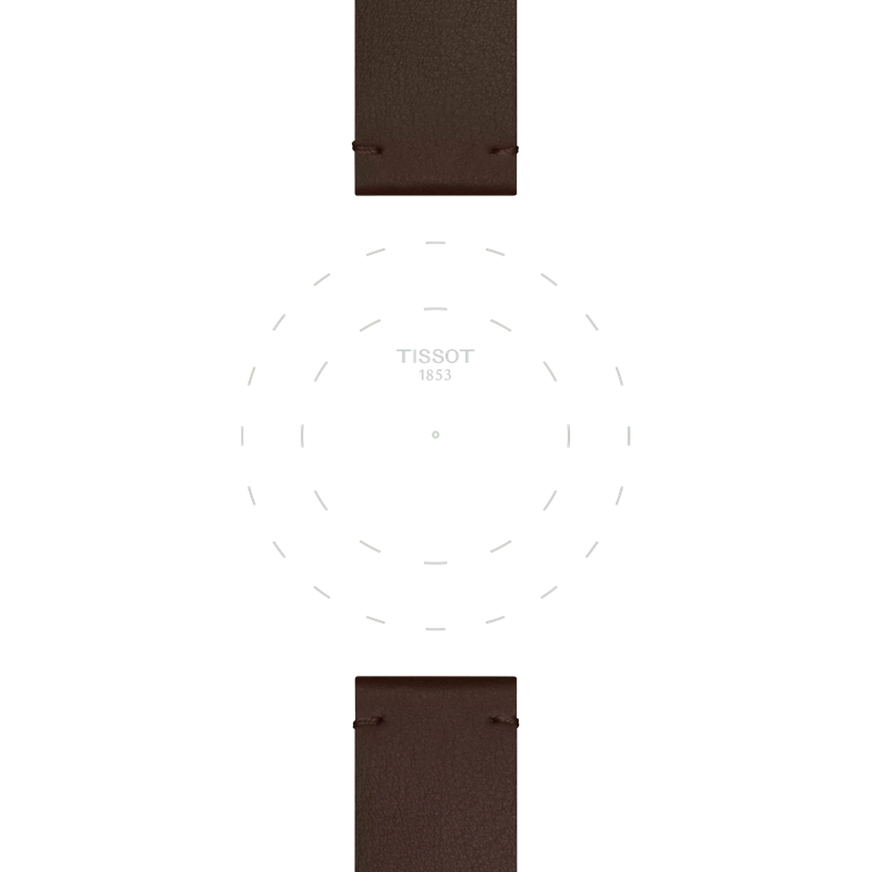 Focus on the lugs of Tissot Official Brown Synthetic Strap Lugs 20 mm