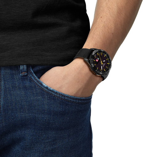 Simulation of the watch Tissot T-Touch Connect Sport Jungfraubahn on a wrist