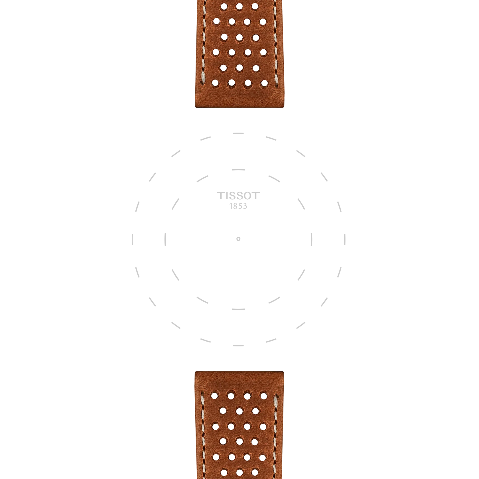 TISSOT オフィシャル ライト ブラウン レザー ストラップ ラグ 20 mmのラグのフォーカス