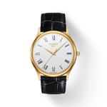 Vue de face de la montre Tissot Excellence 18K Gold avec ombre