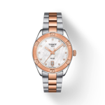 Front view of the watch Tissot PR 100 Sport Chic with shadow