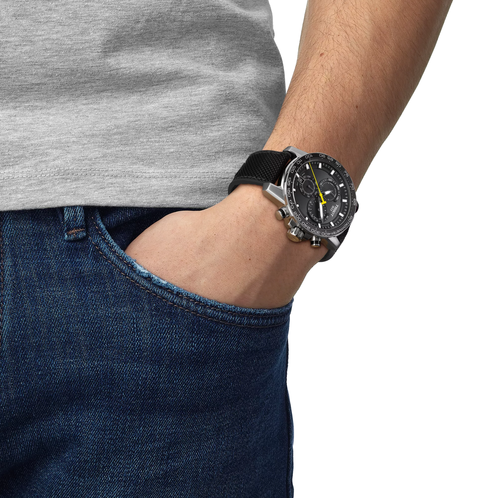 Simulation of the watch Tissot Supersport Chrono on a wrist