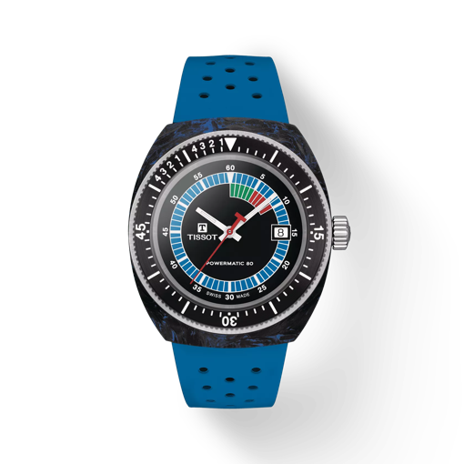 Front view of the watch Tissot Sideral S Powermatic 80 with shadow