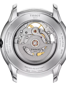 Back view of the watch case Tissot Chemin Des Tourelles Squelette