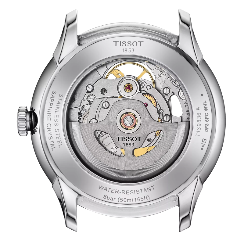 Back view of the watch case Tissot Chemin Des Tourelles Skeleton