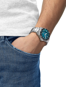 Simulation of the watch Tissot Seastar 1000 Powermatic 80 40mm on a wrist