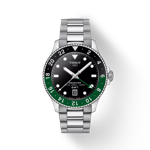 Front view of the watch Tissot Seastar 1000 Quartz GMT with shadow