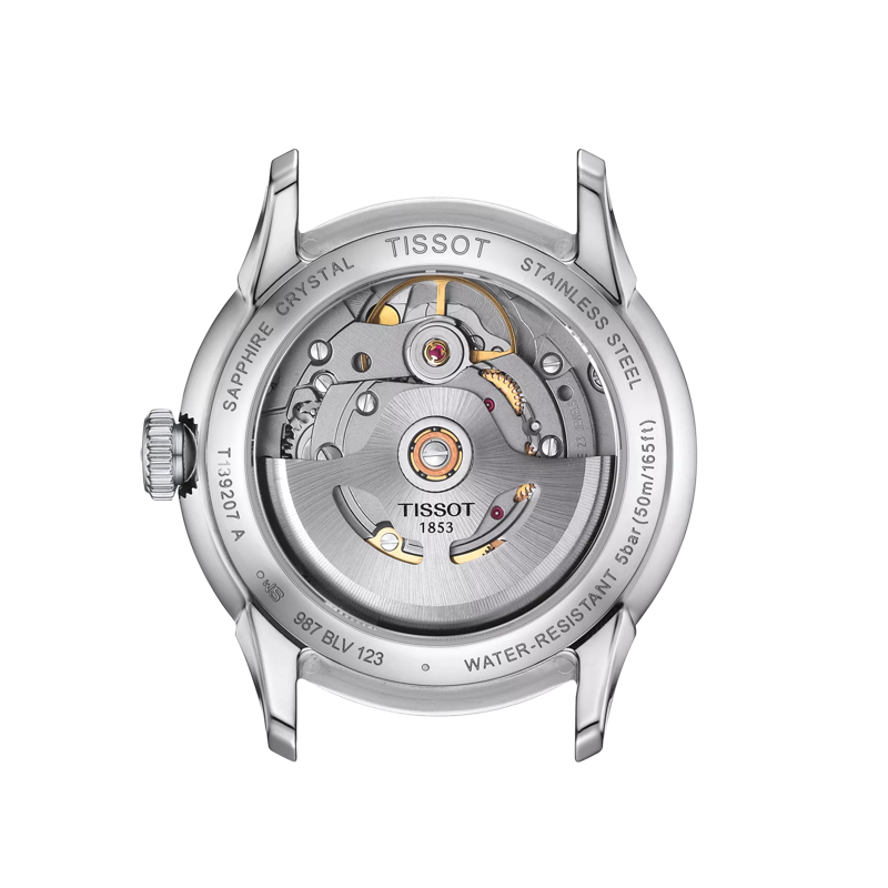 Back view of the watch case Tissot Chemin des Tourelles Powermatic 80 34 mm