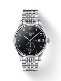 Vue de face de la montre Tissot Le Locle Automatique Petite Seconde avec ombre