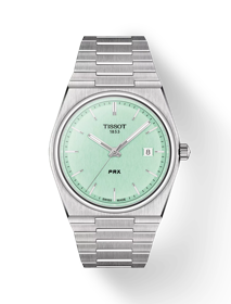 Front view of the watch Tissot PRX 40mm with shadow