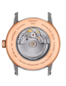 Back view of the watch case Tissot Luxury Powermatic 80