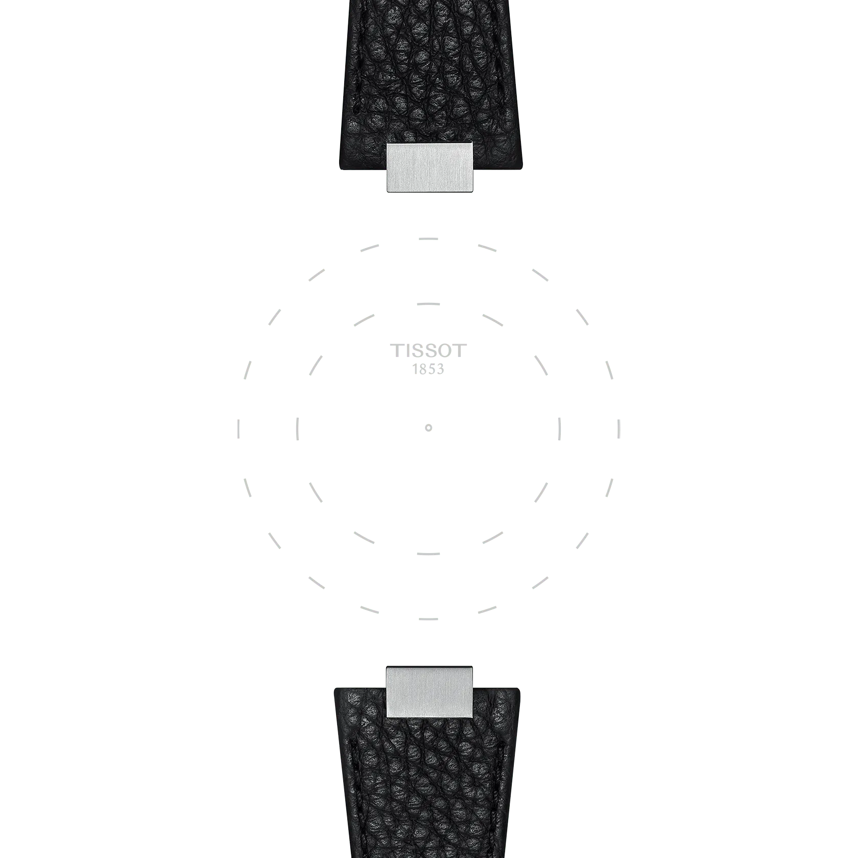 Focus on the lugs of Tissot Official Black PRX 35mm Leather Strap