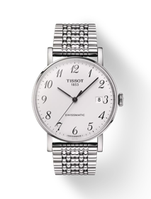 Front view of the watch Tissot Everytime Swissmatic 40mm with shadow