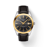 Vista frontal del reloj Tissot Gentleman Powermatic 80 Silicium Solid 18K Gold Bezel con sombra