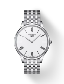 Vue de face de la montre Tissot Tradition 5.5 avec ombre