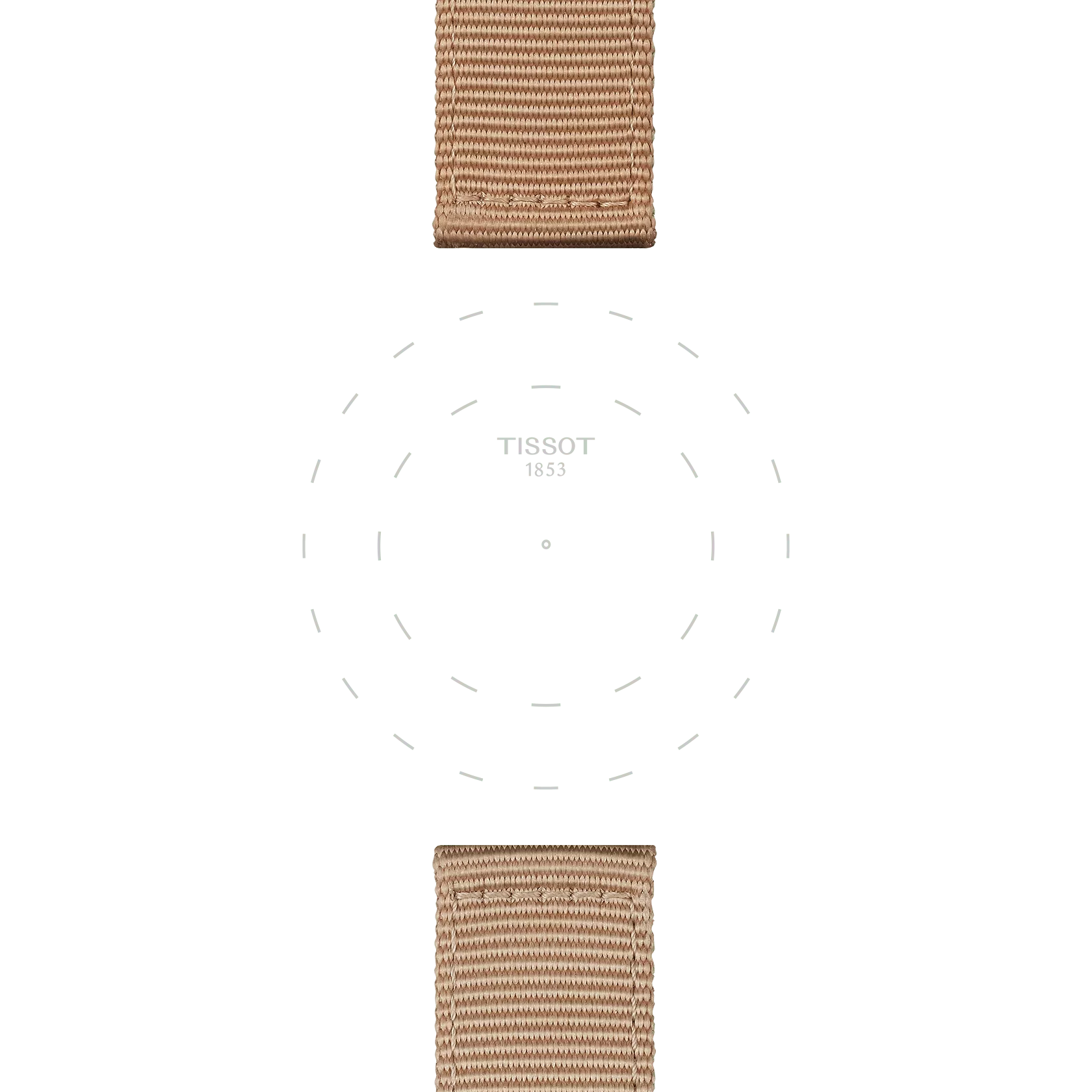TISSOT ベージュ ファブリック＆レザーパーツストラップ 22mmのラグのフォーカス
