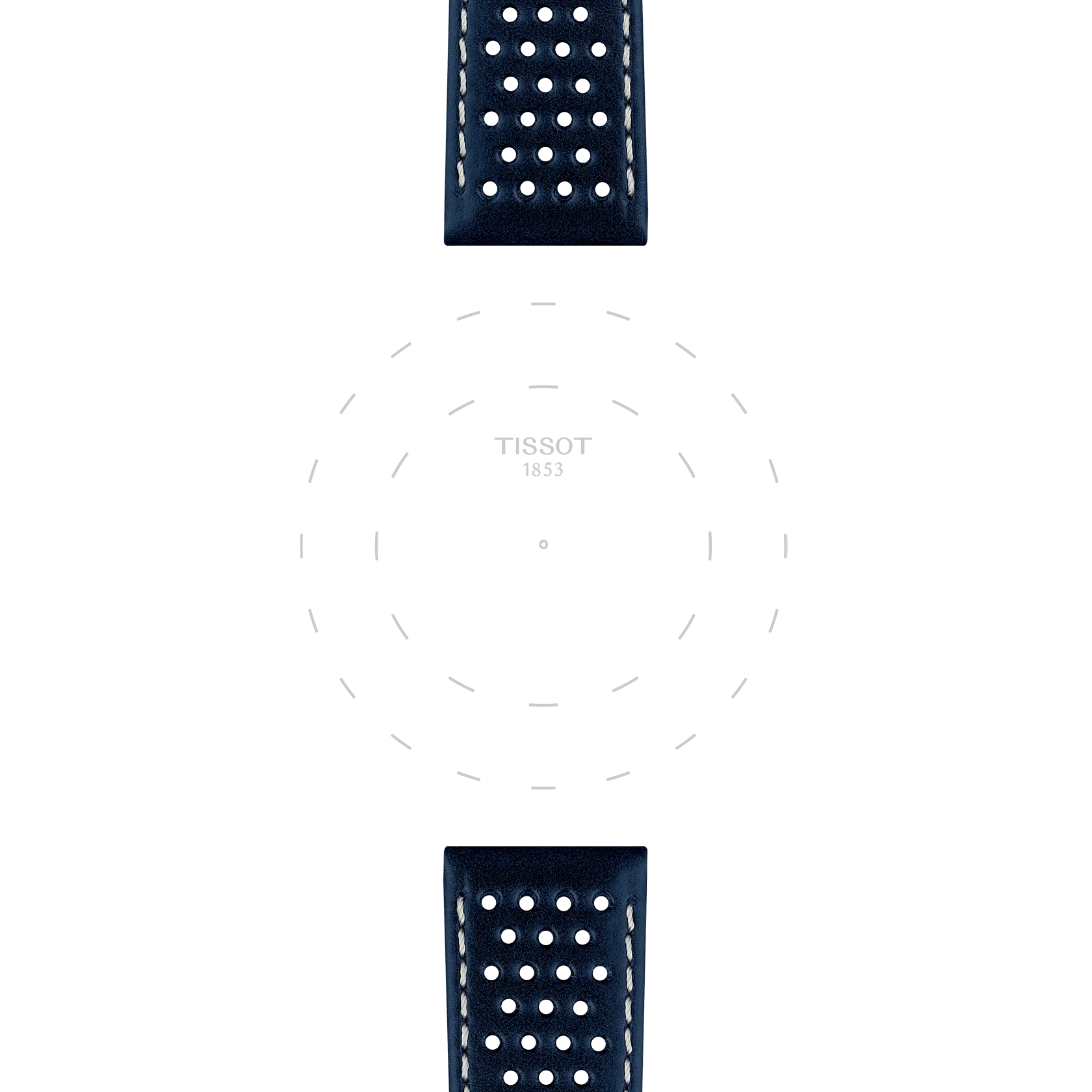 TISSOT オフィシャル ブルー レザー ストラップ ラグ 20 mmのラグのフォーカス