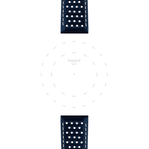 TISSOT オフィシャル ブルー レザー ストラップ ラグ 20 mmのラグのフォーカス